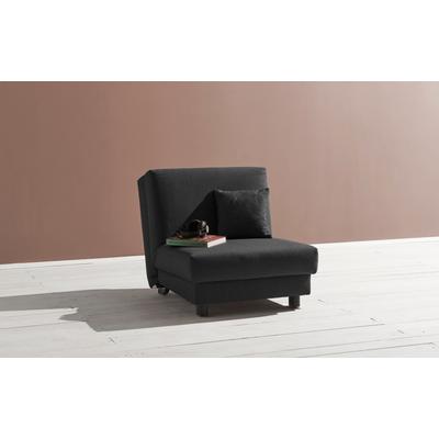 Schlafsofa ELL + ELL "Enny", grau (dunkelgrau), B:85cm H:85cm T:100cm, Sofas, Liegefläche Breite 80 cm, Liegehöhe 40 cm, Füße schwarz, Rückenlehne Image