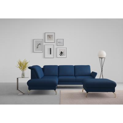 Ecksofa SIT & MORE "Fashion L-Form", blau, B:250cm H:84cm T:207cm, Sofas, wahlweise mit Kopfteilverstellung, Vorziehsitz, motorisch, Nickelfüße Image