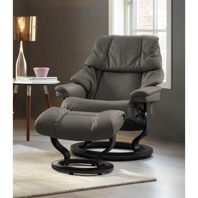 Relaxsessel STRESSLESS "Reno", grau (metal grau paloma), B:79cm H:98cm T:75cm, Leder BATICK: BATICK ist ein leicht korrigiertes, durchgefärbtes und genarbtes Möbelleder, bei dem die meisten Unebenheiten und Spuren in der Regel entfernt wurden.,... Image