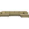 Wohnlandschaft FLEXLUX "Lovane, U-Form, bequem und komfortabel", gelb (mustard gelb), B:400cm H:84cm T:272cm, 62% Polyester/14% Cotton/7% Linen, Sofas, Weich & anschmiegsam, große Sitztiefe auf Kaltschaum, Dekokissen inkl.