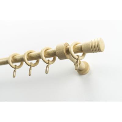 Gardinenstange GARESA "Sandri Vollrund, Endknopf Verus", beige (natur), L:180cm, Holzwerkstoff, Gardinenstangen, Vorhanggarnitur aus Holz, verlängerbar, mit Ringe Image