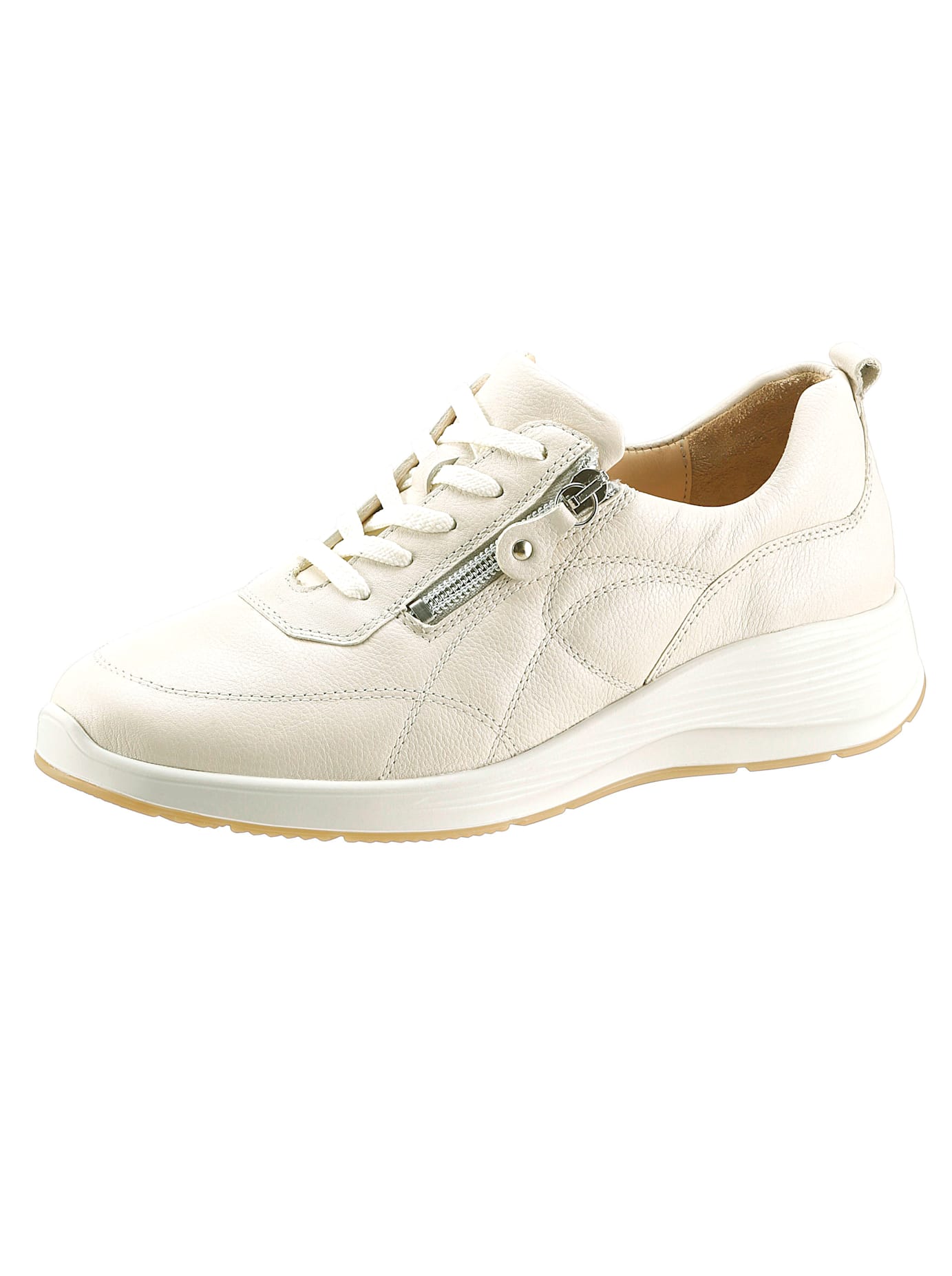 Schnürschuh WALDLÄUFER, Damen, Gr. 6, beige, Glattleder, Schuhe Schnürschuh