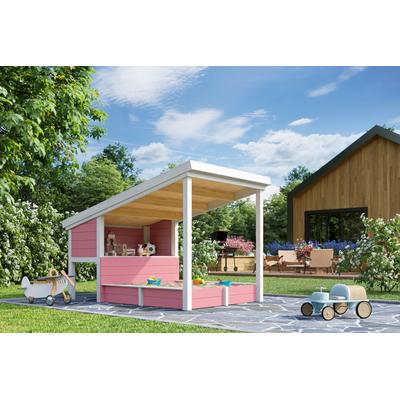 Sandkasten NORDIC HOLZ "PIPPI 1", rosa (hellrosa), B:164cm H:178,98cm T:220cm, Holz, Sandkästen, Spielelement mit Überdachung, BxTxH: 164x220x179 cm