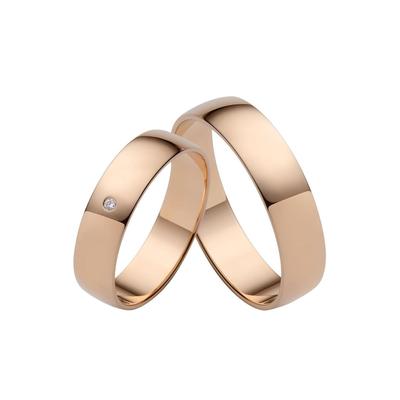 Trauring FIRETTI "Schmuck Geschenk Gold Hochzeit Ehering Trauring "LIEBE" Gr. 18, rosa (roségoldfarben), Fingerringe, 18, ohne Brillant, Roségold 375, 5mm, Rosu00e9gold 375, Made in Germany, wahlweise mit oder ohne Brillant Image