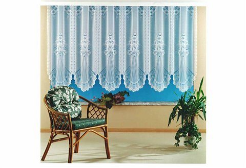Gardine WECKBRODT "Adria" Gr. 11, weiß, B:180cm H:175cm, Jacquard, Polyester, Gardinen, Jacquard, strukturiert, halbtransparent, floral, gebogt, Store Image