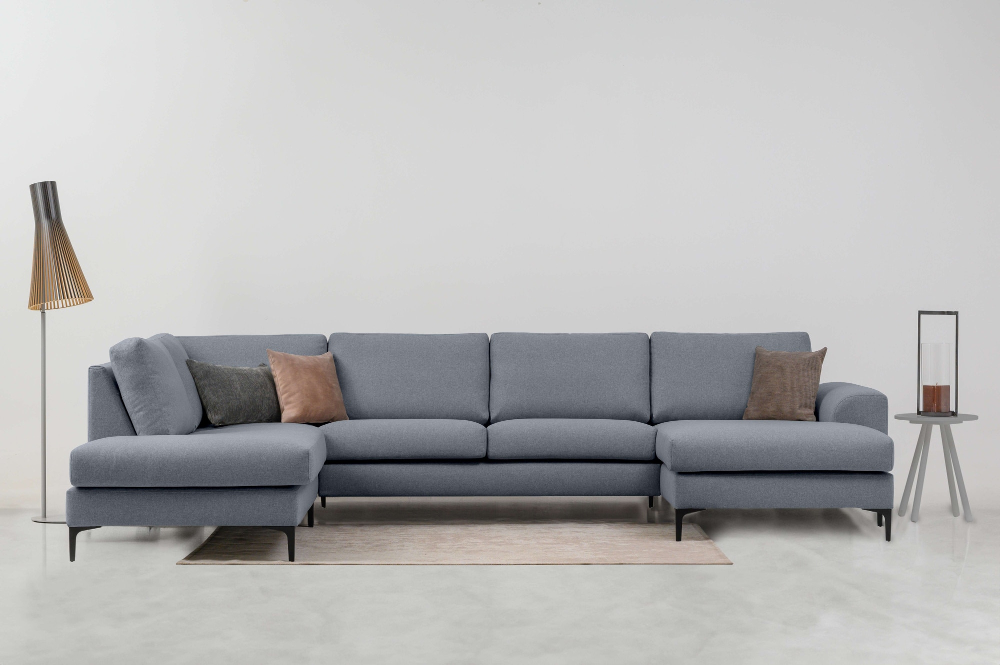 Wohnlandschaft OTTO HOME "Henry", grau (light grau), B:363cm H:84cm T:235cm, 100% PES, Sofas, mit Metallbeinen, in modernem Design