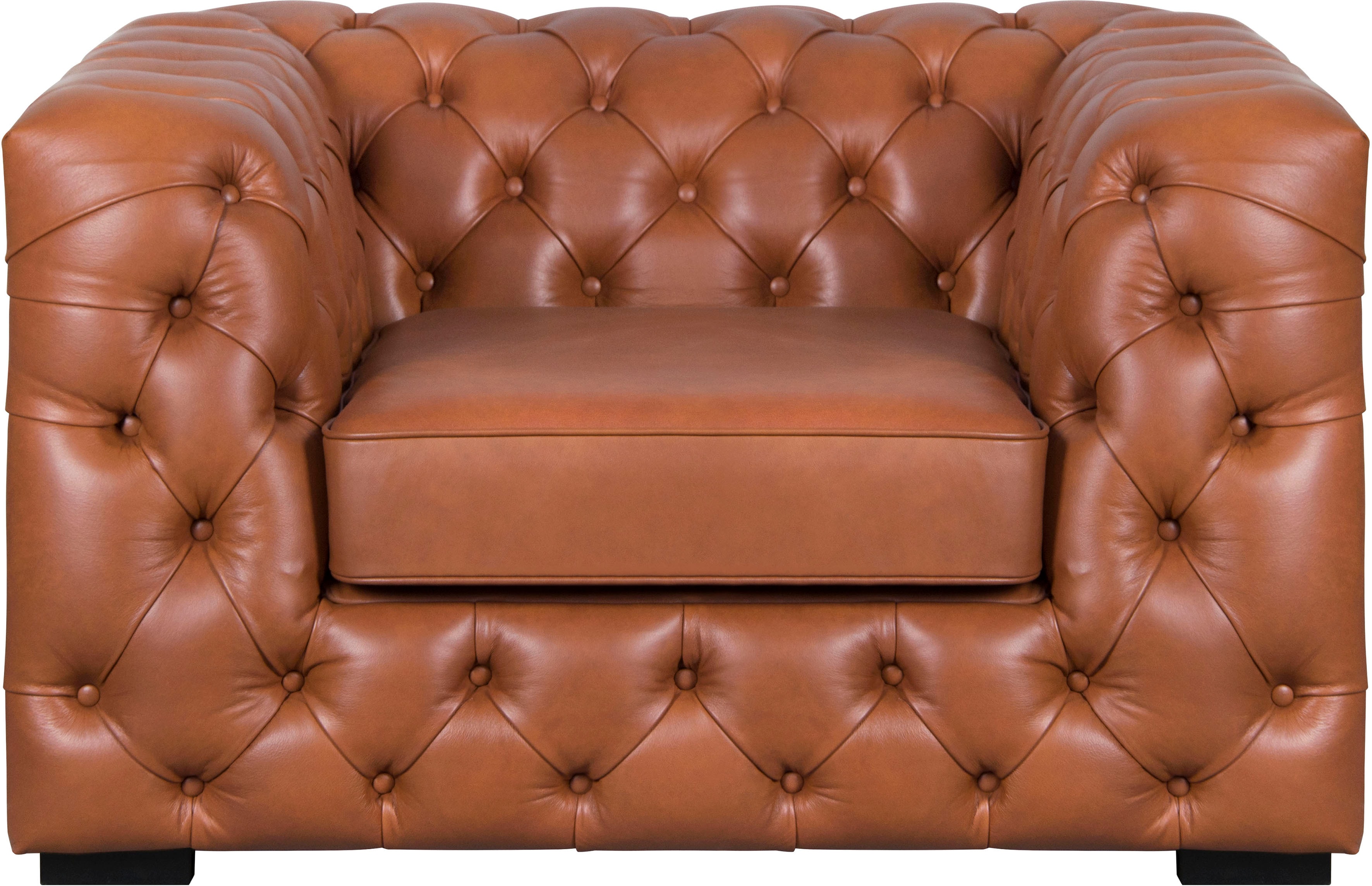 Chesterfield-Sessel HOME AFFAIRE "Kalina Sessel", braun (cognac), B:110cm H:67cm T:98cm, Sessel, mit klassischer Chesterfield-Knopfheftung, sehr hochwertige Qualität