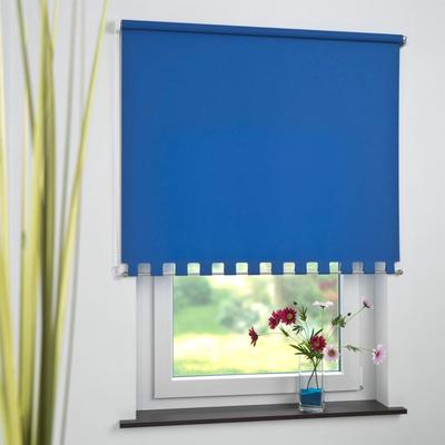 Seitenzugrollo LIEDECO Gr. 18, blau, B:232cm H:180cm, Polyester, Rollos, Volantrollo - eckiger Volant, Fixmaß Image