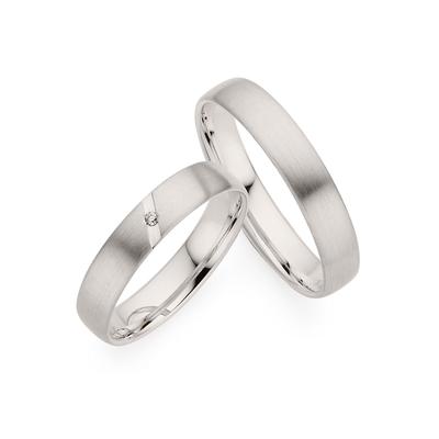 Trauring PHÖNIX "Schmuck Geschenk Silber 925 Trauring Ehering LIEBE versch. Varianten" Gr. 53, silber (silberfarben), Fingerringe, Damen, 53, 0,01 ct SI = kleine Einschlüsse mit Brillant, Silber 925 (Sterlingsilber), 4mm, Made in Germany - wahlweise... Image