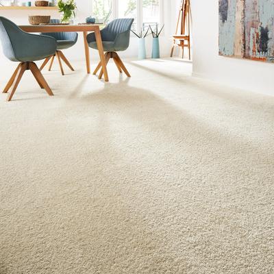 Teppichboden ANDIAMO "Softness, Velours, Made in Belgium", beige (creme), B:400cm H:17mm L:800cm, Kunstfaser, Teppiche, Uni Farben, Breite 400 cm, besonders weich, Wohnzimmer, Schlafzimmer Image