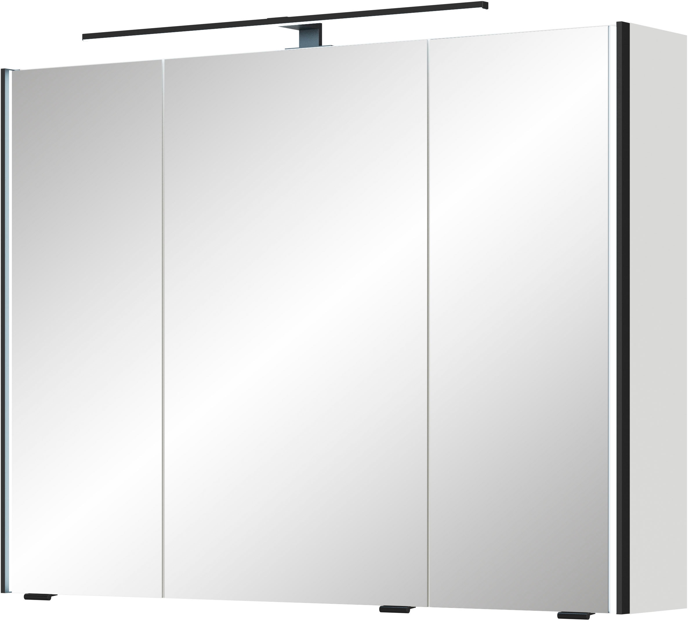 Spiegelschrank SAPHIR "Serie 7045 Badezimmer-Spiegelschrank inkl. LED-Beleuchtung, 3 Türen", weiß (weiß glanz), B:93,2cm H:70,3cm T:17cm, Spanplatte, Schränke, Badschrank 93,2 cm breit, inkl. LEDplus Schalter und Türdämpfer Image