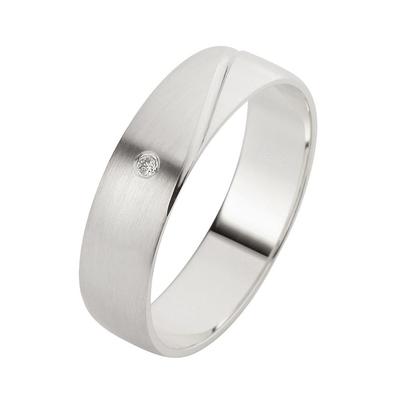Trauring FIRETTI "Schmuck Geschenk Gold Hochzeit Ehering Trauring "LIEBE" Gr. 16,5, weiß (weißgoldfarben), Fingerringe, 16,5, SI = kleine Einschlüsse mit Brillant, Weißgold 375, 5mm, Made in Germany, wahlweise mit oder ohne Brillant Image