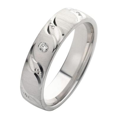 Trauring FIRETTI "Schmuck Geschenk Hochzeit Ehering "LIEBE" Gr. 22, silber (silberfarben, kristallweiß), Fingerringe, 22,mit Zirkonia, Silber 925 (Sterlingsilber), 5,0mm, wahlweise mit oder ohne Zirkonia (synth.) Image