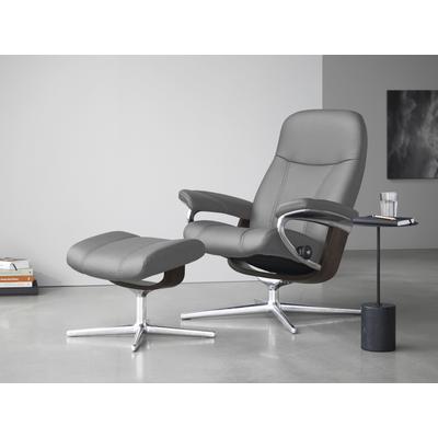 Relaxsessel STRESSLESS "Consul", grau (wild dove batick), B:82cm H:102cm T:72cm, Leder BATICK: BATICK ist ein leicht korrigiertes, durchgefärbtes und genarbtes Möbelleder, bei dem die meisten Unebenheiten und Spuren in der Regel entfernt wurden.,... Image