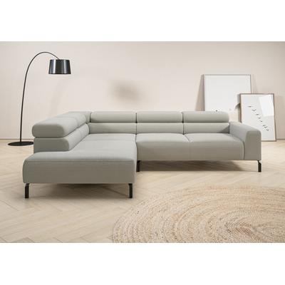 Ecksofa PLACES OF STYLE "Antonelli, L-Form, inkl. Kopfteilverstellung, Breite 276 cm", grau (hellgrau), B:276cm H:71cm T:219cm, 95% Polyester, 5% Nylon, Sofas, mit elektrischer Sitztiefenverstellung, in Cord, petrol Image