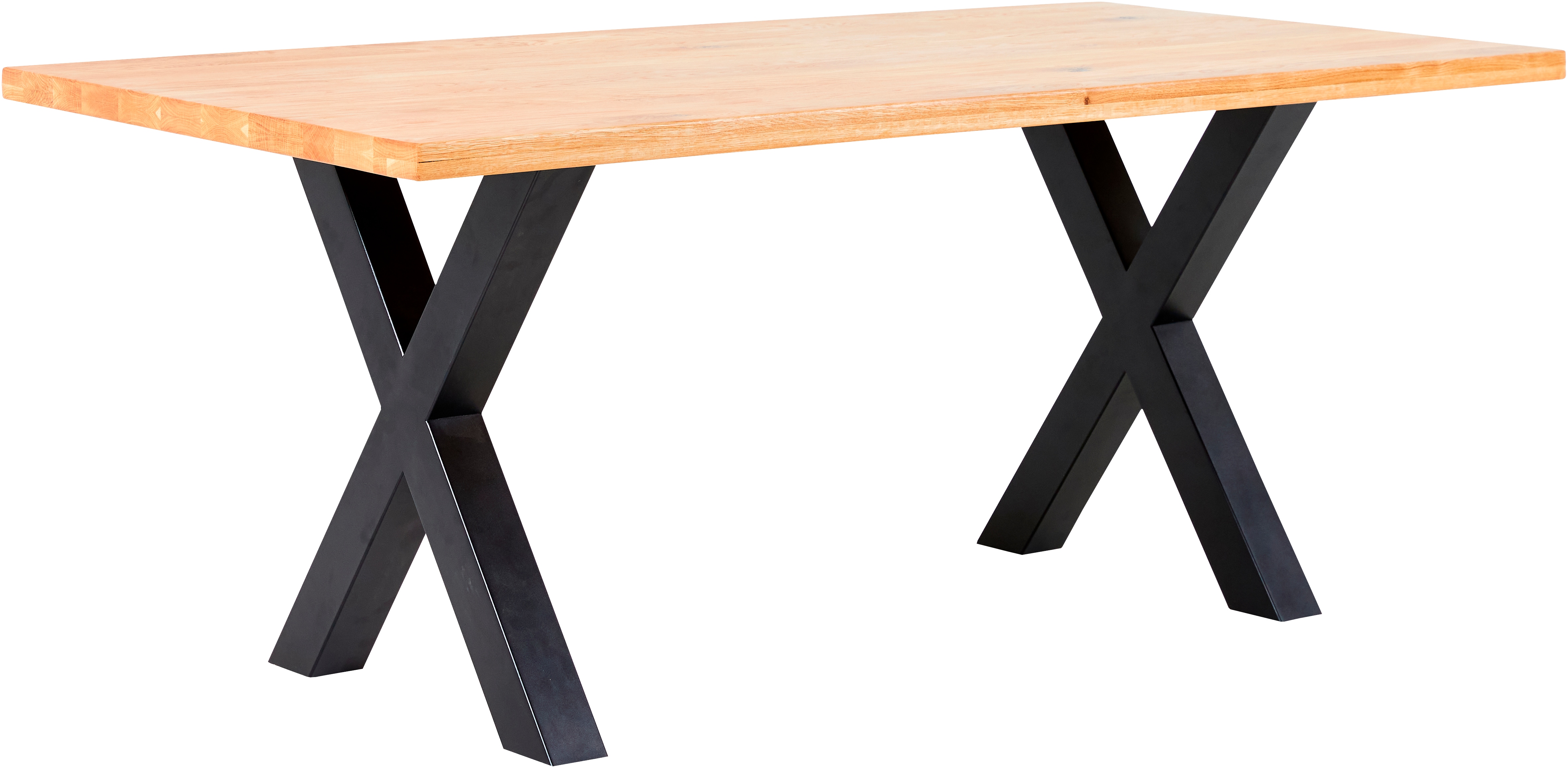 Esstisch MASSIVLINE & MORE "Jakarta, Küchentisch, Tisch, Esstisch, Holztisch", schwarz (x, gestell,braun, schwarz, braun), B:220cm H:76cm T:100cm, Tische, Platte massiv, Gestell Metall pulverbeschichtet schwarz