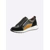 Sneaker HEINE, Damen, Gr. 36, gelb (schwarz, gelb), Leder, Glattleder, Veloursleder, Veloursleder, modisch, Schuhe