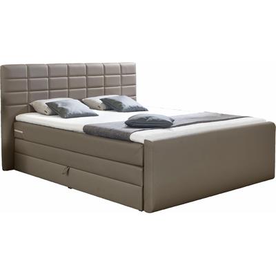 Boxspringbett INOSIGN "Lethbridge", grau (elephant), B:200cm L:210cm, Massivholz, Kunststoff, Kunstleder, Komplettbetten, Boxspringbett, inkl. Bettkasten und Topper, zwei Matratzenarten in H2 Image