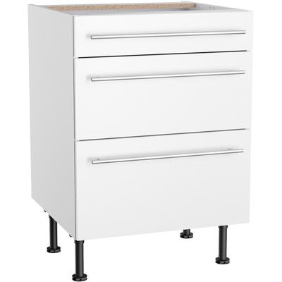Unterschrank KOCHSTATION "KS-Bern2", weiß (weiß, weiß), B:60cm H:87cm T:58,4cm, Spanplatte, Schränke, Breite 60 cm, 1 Schubkasten, 2 Auszüge Image