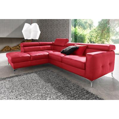 Polstergarnitur COTTA "Sammy L-Form", rot, B:239cm, Sitzmöbel-Sets, Set bestehend aus: Ecksofa mit Kopfteilverstellung & Hocker Image