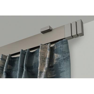 Gardinenstange GARESA "FLAT", silber (vernickelt), L:260cm, Aluminium, Gardinenstangen, Rechteckprofil, Deckenmontage, perfekter Lauf, modern, verlängerbar Image