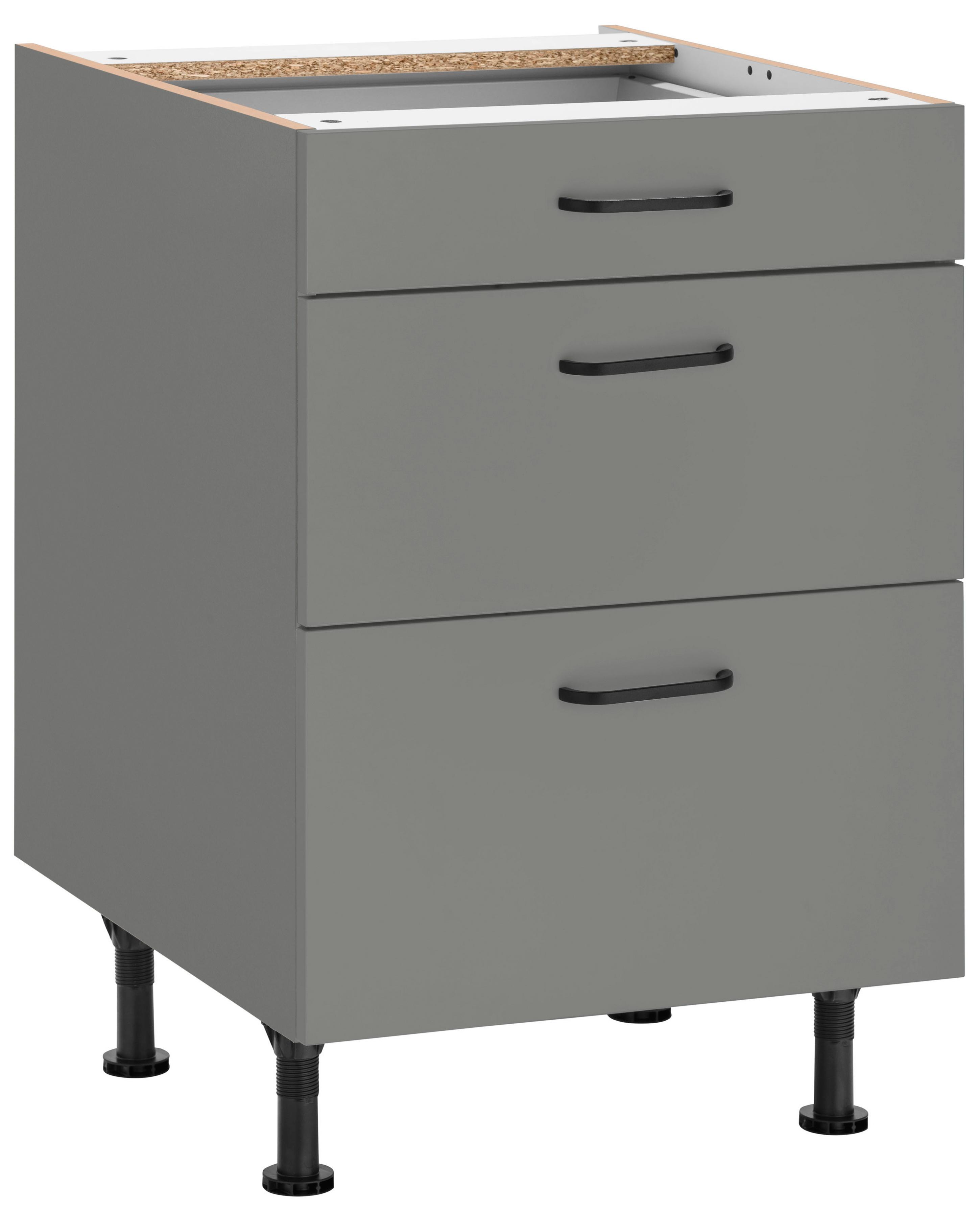 Unterschrank OPTIFIT "Elga", grau (basaltgrau, basaltgrau), B:60cm H:87cm T:58,4cm, Holzwerkstoff, Schränke, mit Soft-Close-Funktion, höhenverstellbare Füße, Breite 60 cm Image