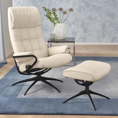 Relaxsessel STRESSLESS "London", beige (cream batick), B:80cm H:116cm T:71cm, Leder BATICK: durchgefärbtes und genarbtes Möbelleder, Leder PALOMA: durchgefärbtes Semianilin-Möbelleder, ROHLEDER Stoff Q2 FARON (100% Polyester im Flor, Grundgewebe:... Image