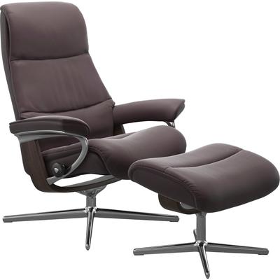 Relaxsessel STRESSLESS "View", rot (bordeaux paloma), B:91cm H:110cm T:85cm, Sessel, mit Cross Base, Größe S, M & L, Holzakzent Wenge Image