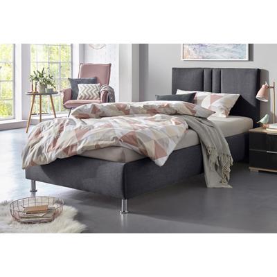 Polsterbett "Elba", grau (anthrazit), B:150cm L:210cm, Bezug Bett: Microfaser (100% Polyester) oder Strukturstoff (77% Polyester, 23% Viskose), Bonnell-Federkernmatratze: 51% Polypropylen, 39% Polyester und 10% Baumwolle, Kaltschaummatratze: 100%... Image