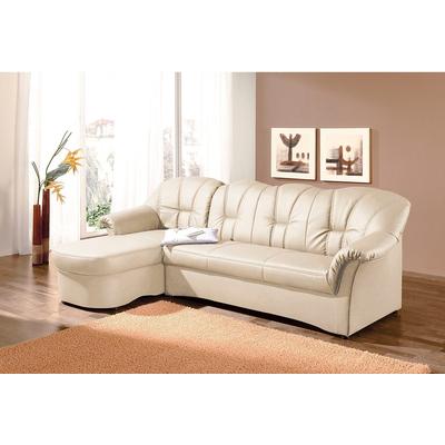 Ecksofa DOMO COLLECTION "Papenburg, zeitlose Rückensteppung, elegante Formensprache, L-Form", beige (creme), B:235cm H:84cm T:140cm, Kunstleder SOFTLUX, Luxus-Microfaser (100% Polyester), Struktur ( 90% Polyester, 10% Polyacryl), Microfaser... Image