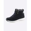 Schnürstiefelette HEINE, Damen, Gr. 36, blau (marine), Leder, Veloursleder, sportlich, Schuhe