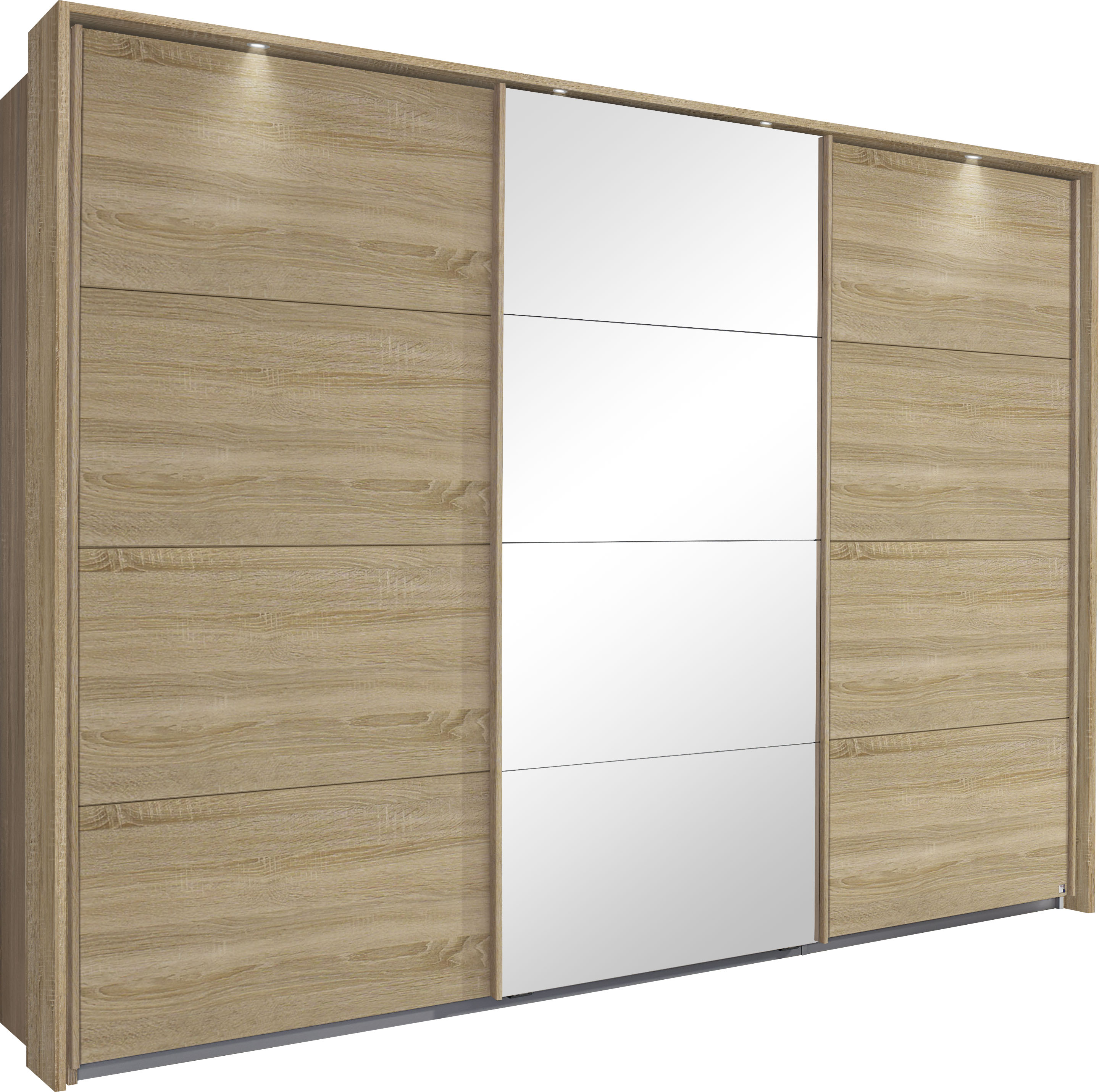 Schwebetürenschrank RAUCH "Kleiderschrank Schrank Garderobe Schlafzimmerschrank TUBONA", braun (struktureichefarben hell), B:278cm H:214cm T:64cm, Holzwerkstoff, Schränke, Schwebetürenschrank Kleiderschrank, mit umfangreicher Innenausstattung und...