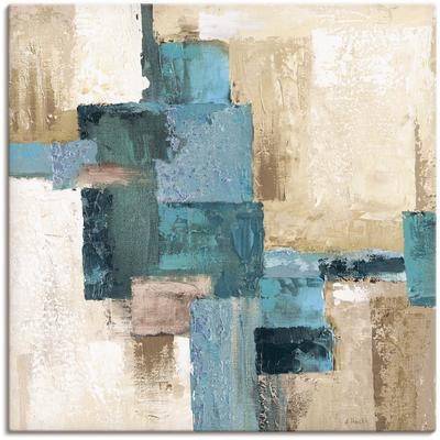 Wandbild ARTLAND "Abstrakte Karos beige-türkis", blau (farbe bild(er): blau), B:70cm H:70cm, Bilder, als Alubild, Outdoorbild, Leinwandbild, Poster in verschied. Größen Image