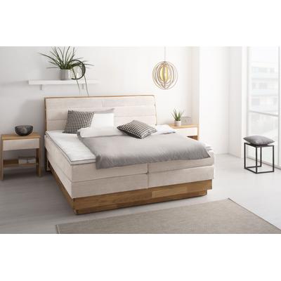 Boxspringbett OTTO PRODUCTS, beige (sabbia), B:204cm L:216cm, Komplettbetten, Boxspringbett, LED-Beleuchtung, mit zertifizierten, recycelten Bezugsstoffen Image