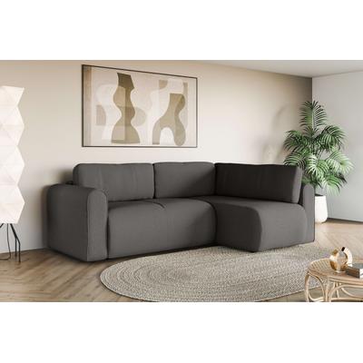 Ecksofa INOSIGN "Zacharia wahlweise Schlafsofa mit Bettkasten, B/T/H 250/166/86 cm", grau (anthrazit), B:250cm H:86cm T:166cm, 100% Polyester, Sofas, L-Form mit Wellenunterfederung, Ottomane rechts oder links bestellbar Image