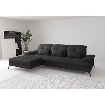 Ecksofa SIT & MORE "Amica, L-Form, inkl. Sitztiefenverstellung & Armteilverstellung", schwarz, B:279cm H:90cm T:185cm, Sofas, wahlweise mit Bettfunktion, Bettkasten und Kopfteilverstellung Image