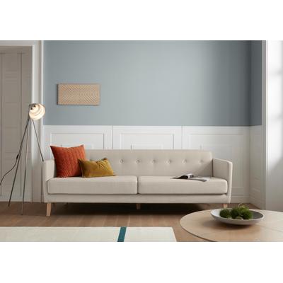 3-Sitzer ANDAS "Raadal", beige (creme), B:224cm H:74cm T:84cm, Luxus-Mircrofaser weich (100% Polyester), Samtoptik (100% Polyester), Struktur (100% Polyester), Struktur fein (100% Polyester), Sofas, in skandinavischem Design, Knopfheftung, Design by... Image