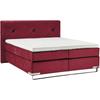 Boxspringbett MUSTERRING "Dubai", rot (d 521 rot), B:217cm L:214cm, Komplettbetten, Boxspringbett, Kufe in Chrom, 3 Härtegrade, Kopfteil mit Knopfheftung