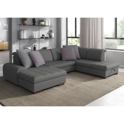 Wohnlandschaft SIT & MORE "Luxor U-Form", grau (steel), B:329cm T:224cm, Luxus-Microfaser ALTARA NUBUCK (100% Polyester), Soft clean (98% Polyester, 2% Polyamid), Struktur fein (100% Polyester), Sofas, wahlweise mit Bettfunktion, Bettkasten und... Image