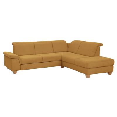 Ecksofa HOME AFFAIRE "Dalia L-Form", gelb (senf), B:256cm H:83cm T:221cm, Luxus-Microfaser Florence (100% Polyester), Luxus-Microfaser weich (90% Polyester, 10% Polyamid), Webstoff (100% Polyester), Sofas, mit Federkernpolsterung, wahlweise mit... Image
