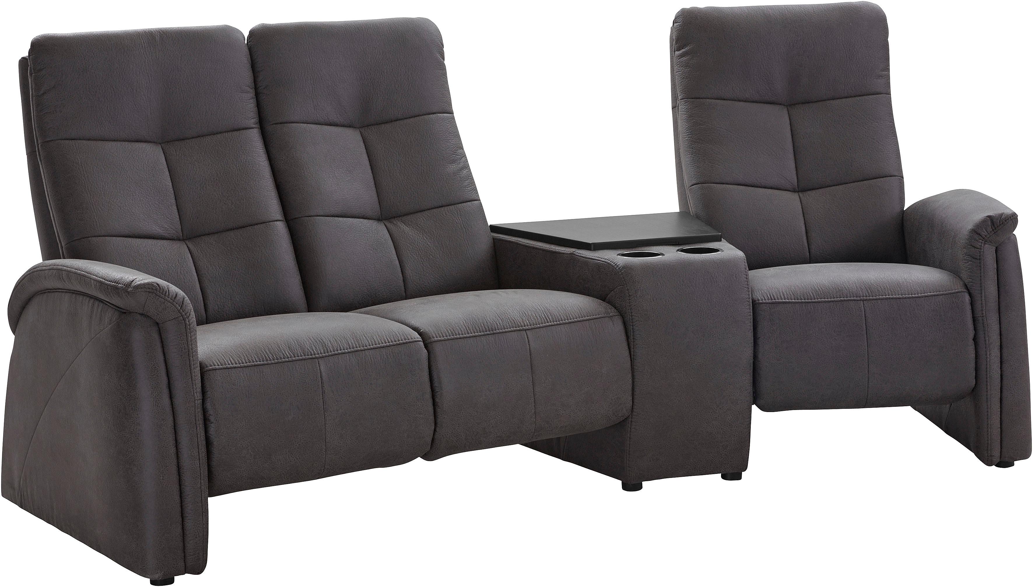 3-Sitzer EXXPO - SOFA FASHION "Tivoli, Kinosofa mit Relaxfunktion, mit Ablagetisch und Stauraum", grau (elefant), B:258cm H:109cm T:152cm, Sofas, bequem und komfortabel, hohe Rückenlehne