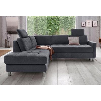 Ecksofa SIT & MORE "Pablo L-Form", grau (dunkelgrau), B:233cm H:78cm T:196cm, Struktur fein (100% Polyester), Struktur (100% Polyester), Sofas, wahlweise mit Bettfunktion Image