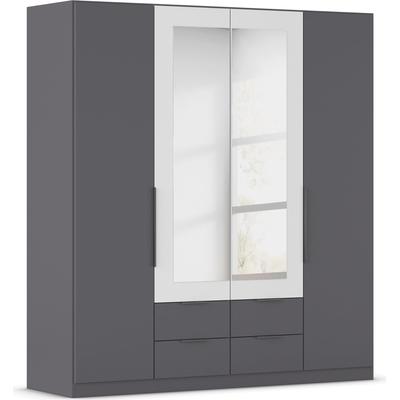 Drehtürenschrank RAUCH "Kleiderschrank Schrank Garderobe KREFELD optional mit Spiegel", graumetallic, absetzung alpinweiß, B:181cm H:197cm T:54cm, Holzwerkstoff, Schränke, mit 3 Griff-Varianten, inkl. praktischen Schubladen MADE IN GERMANY Image