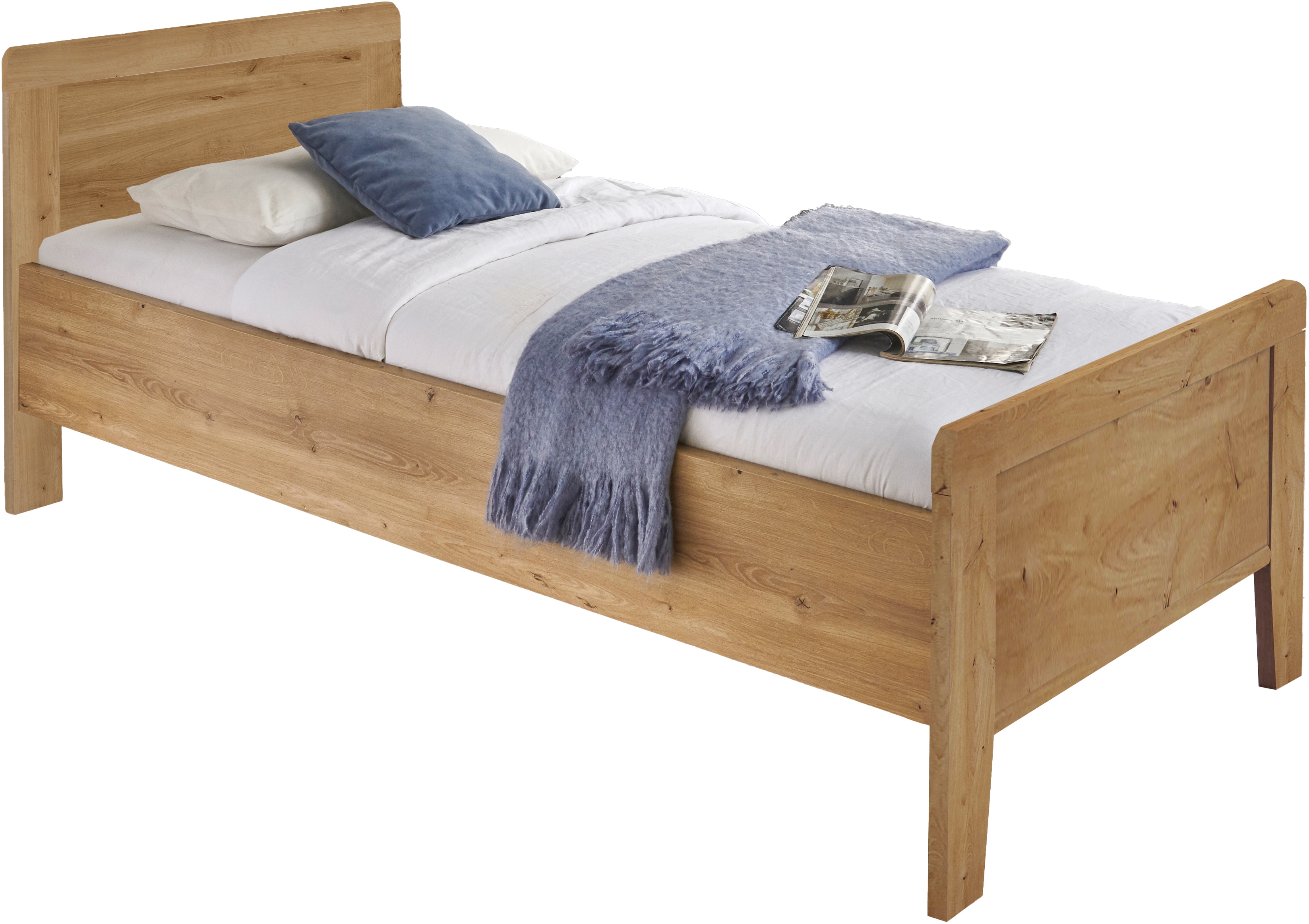 Holzbett WIEMANN "Bern", beige (bianco, eiche, dekor, bianco, eiche, dekor, bianco, eiche, dekor), B:129cm H:88cm L:207cm, Betten, 4-fach Liegehöhenverstellung Image