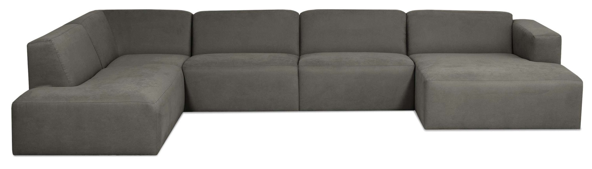 Wohnlandschaft OTTO HOME "Kelani", grau (taupe), B:384cm H:73cm T:227cm, 100% Polyester, Sofas, Wohnlandschaft, mit dekorativer Knopfsteppung an den Armlehnen