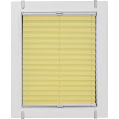 Plissee SUNLINES "One Size Style Crepe", gelb (zartgelb, grau, grau), B:50cm H:210cm, Obermaterial: 85% Polyester, 15% sonstige Fasern, Plissees, Zubehörfarbe grau, zum Klemmen Image