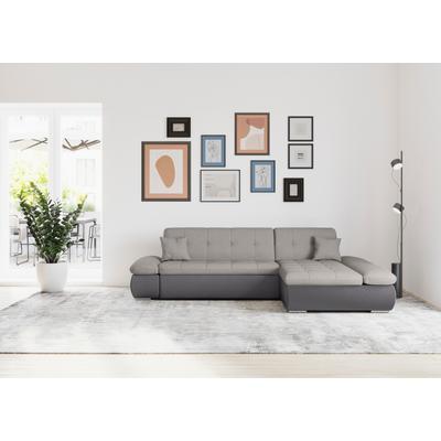 Ecksofa DOMO COLLECTION "Moric, L-Form, XXL-Sofa - Breite 300cm", grau (grau, silber), B:300cm H:80cm T:172cm, Kunstleder SOFTLUX / Struktur (90% Polyester/ 10% Polyacryl), Microfaser PRIMABELLE (100% Polyester)/ Struktur (90% Polyester/ 10%... Image
