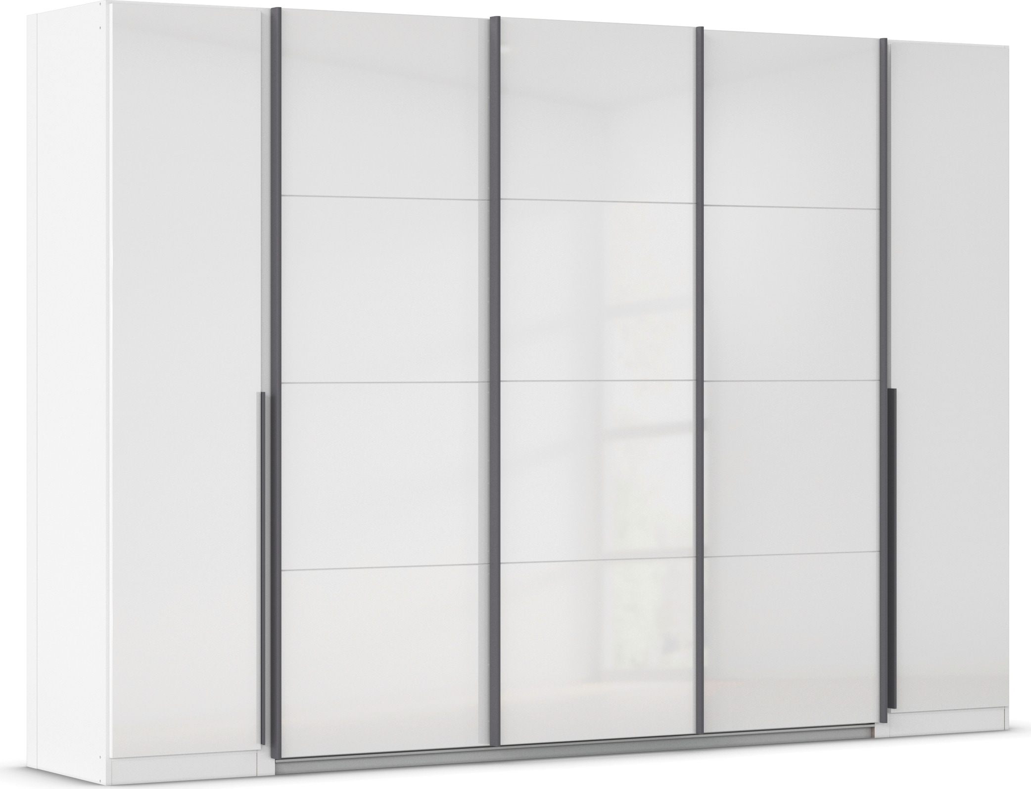 Schwebetürenschrank RAUCH "Dreh-/Schwebetürenschrank Kleiderschrank Familie, OTTOs Choice Agordo", weiß (alpinweiß, hochglanz weiß), B:301cm H:210cm T:62cm, Holzwerkstoff, Schränke, Schwebetürenschrank, durchdachte Innenausstattung, in zwei...