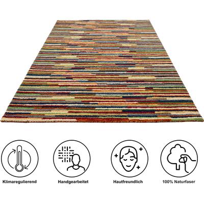Wollteppich THEKO "Gabbeh Multi, Handweb Teppich, meliert, reine Wolle" Gr. 3, bunt (multi), B:120cm H:15mm L:180cm, Wolle, Teppiche, Wohnzimmer, Schlafzimmer, Esszimmer Image