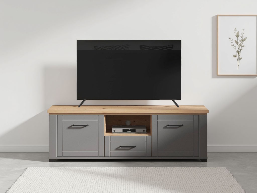 TV-Board HOME AFFAIRE "Valencia", grau (graphite grau, artisan eiche, grau mat), B:147cm H:47,5cm T:41cm, MDF, Spanplatte, Sideboards, TV-Board